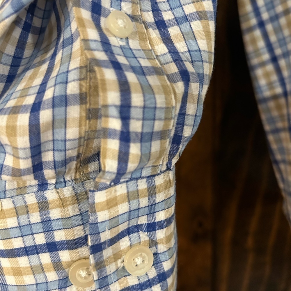 Saddlebred Blue and White Plaid Button-Down Shirt - Picture 3 of 10